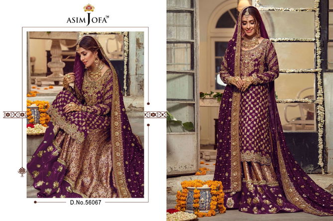 Asim Jofa 56067 Colours Fancy Wedding Wear Georgette Heavy Pakistani Salwar Kameez Collection